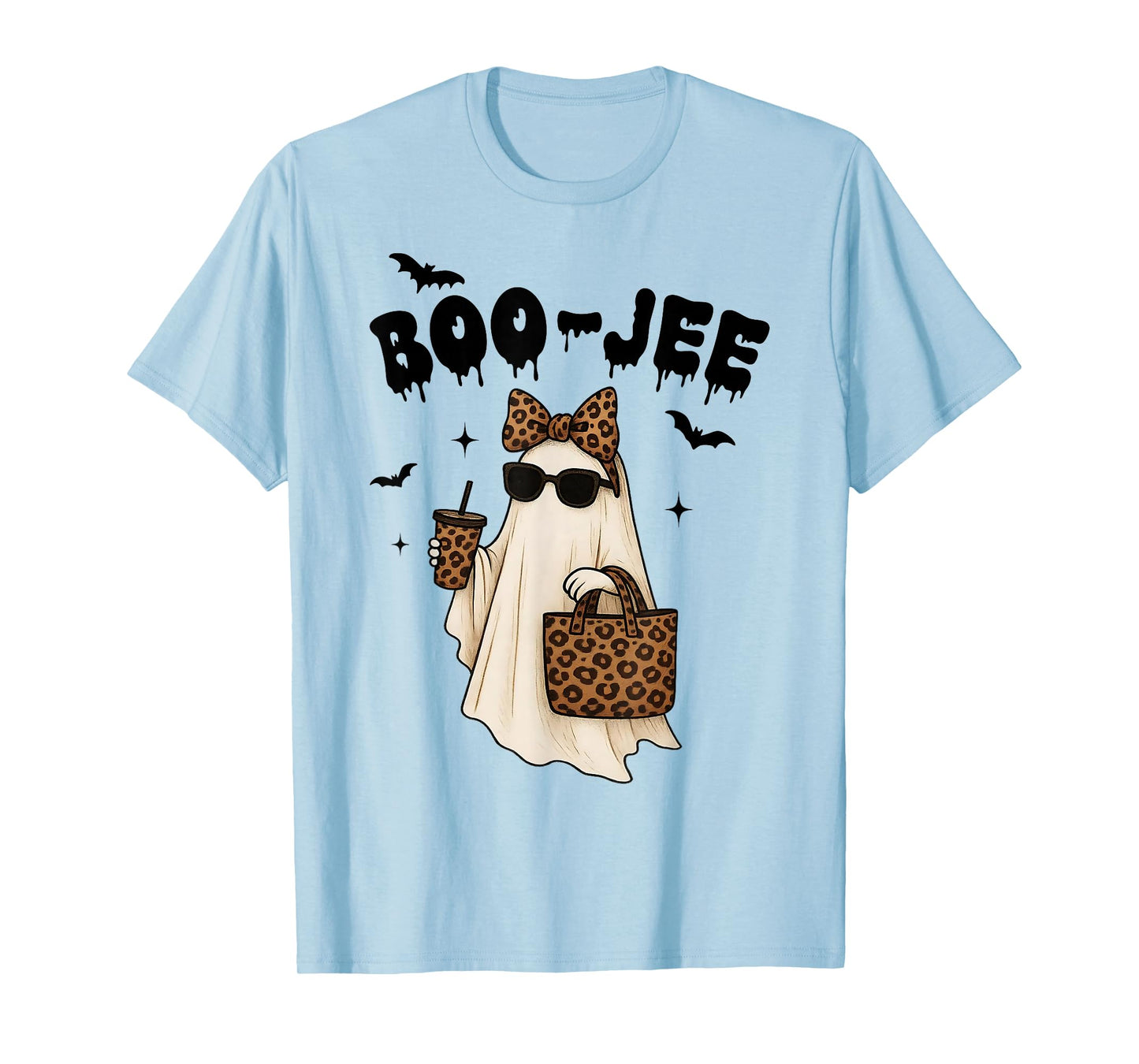 Coquette Leopard Ghost Coffee Boo-JEE Halloween Boujee Ghost T-Shirt