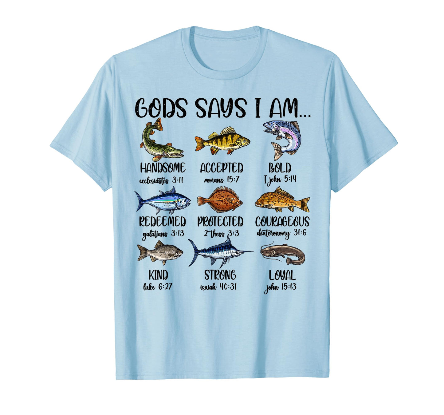 Kids God Says I Am Bass Fishing Christian Jesus Toddler Boy T-Shirt