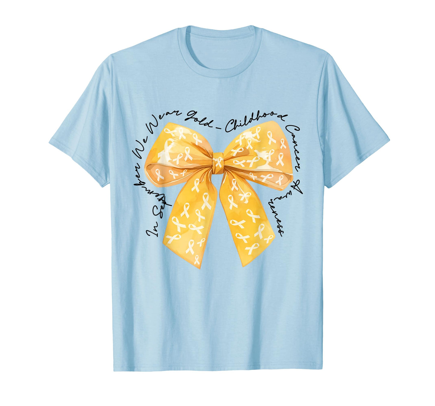 In September We Wear Gol-d Childhood Cancer Coquette Bow T-Shirt