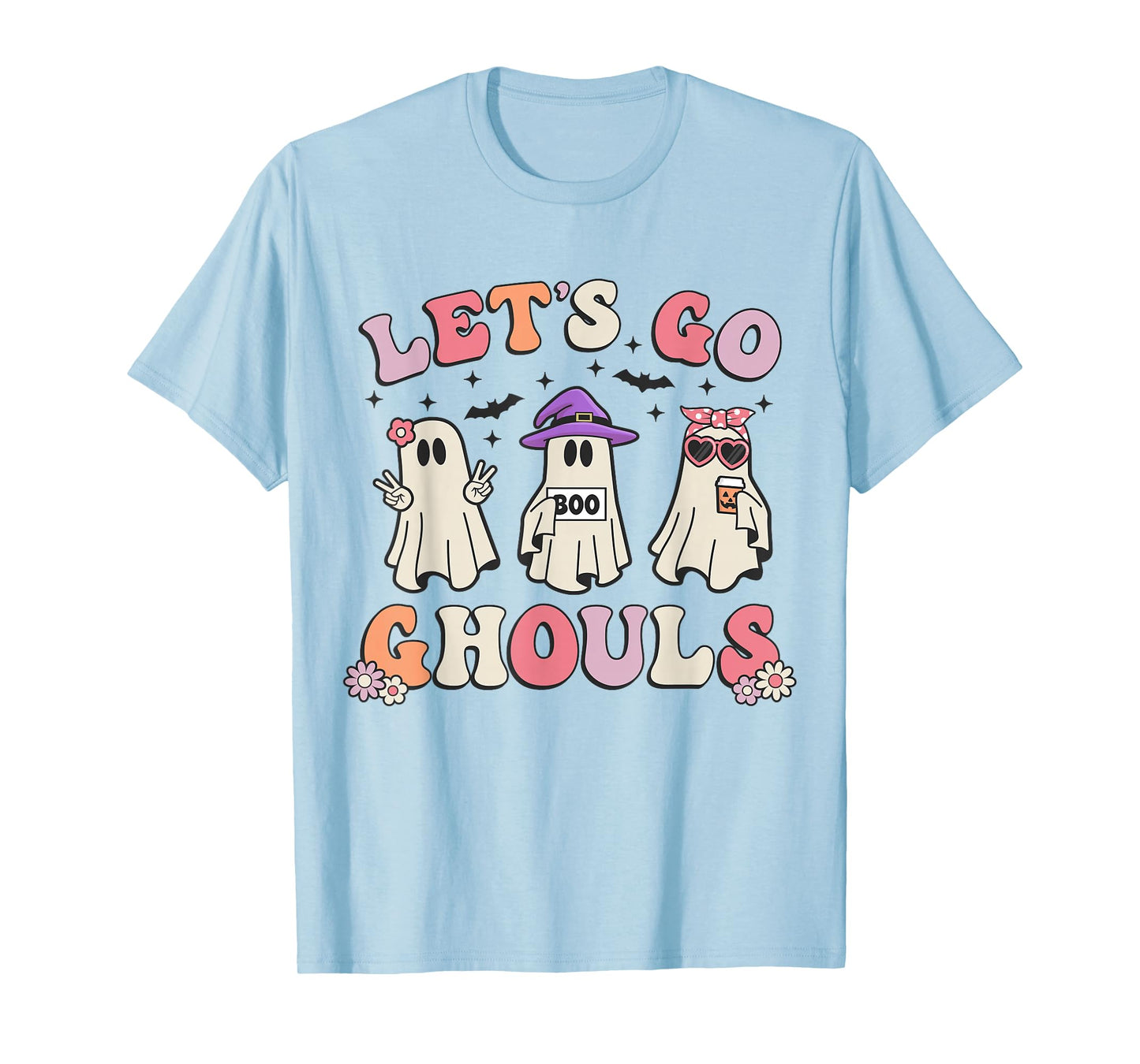 Lets Go Ghouls Retro Halloween Ghost Women Toddler Girl T-Shirt