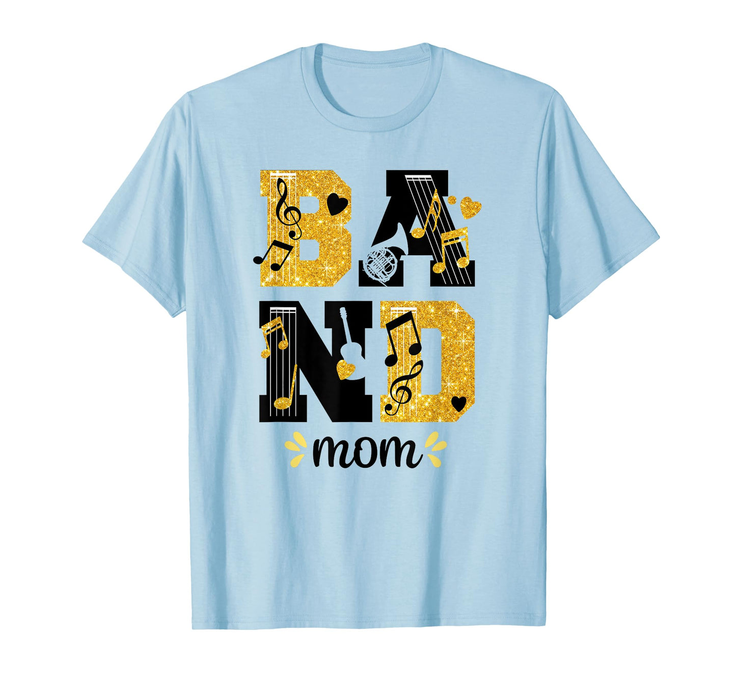 Proud Band Mom Musical Marching Band Mom Yellow and Black T-Shirt