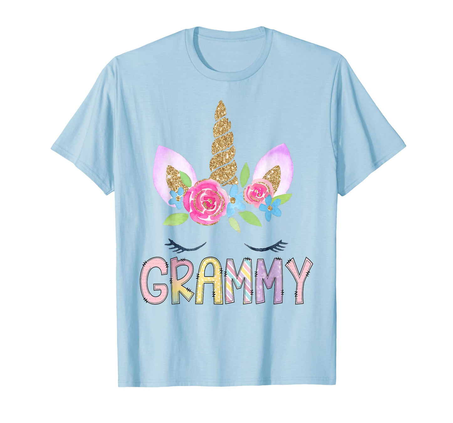Grammy Unicorn Floral Birthday Girl Family Matching T-Shirt