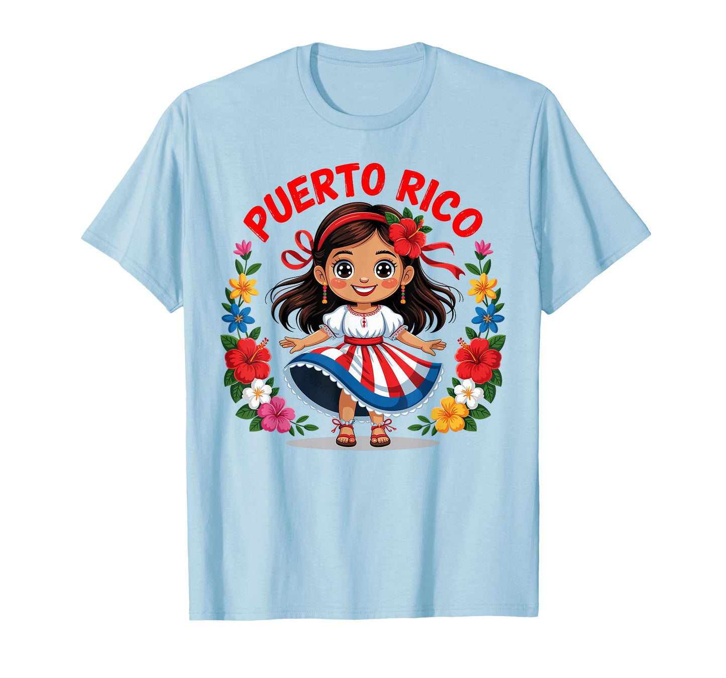 Puerto Rican Girl Culture Pride Cute Girl Traditional Dress T-Shirt
