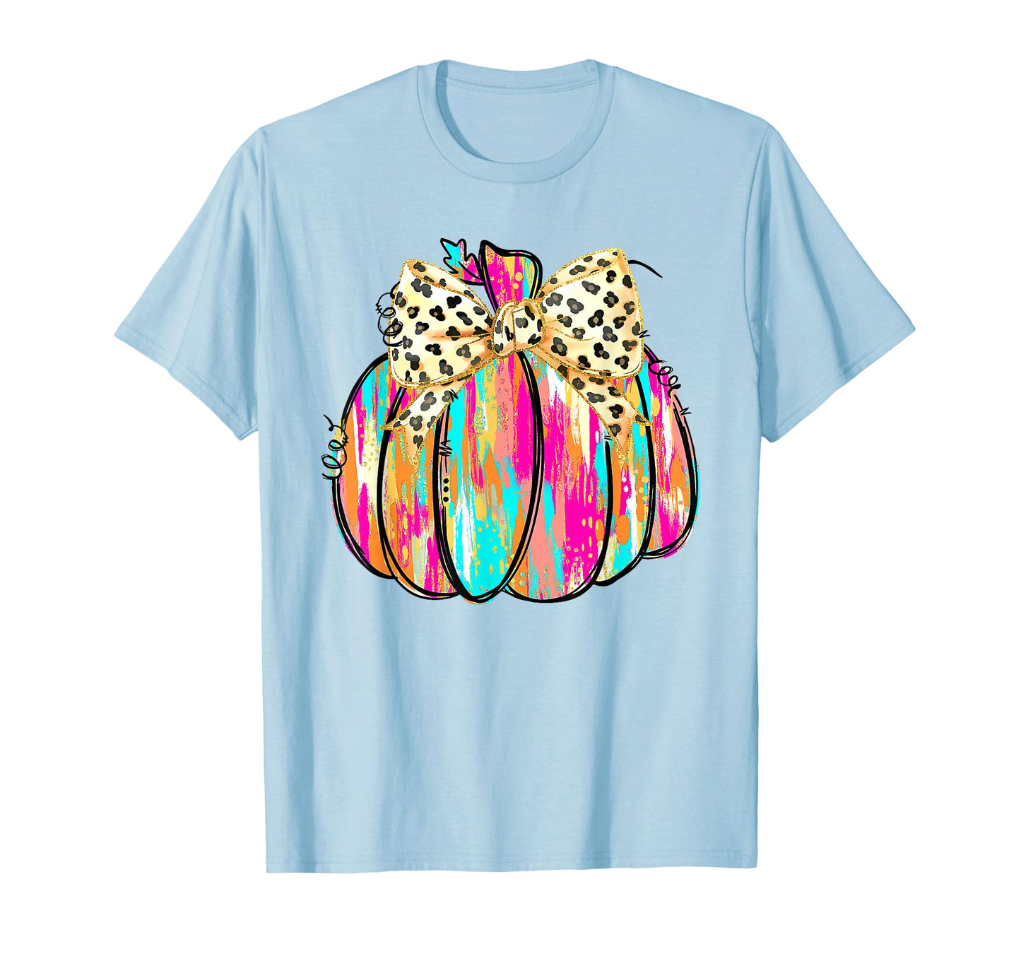 Coquette Bow Pumpkin Season Autumn Fall Leaves Thanksgiving T-Shirt