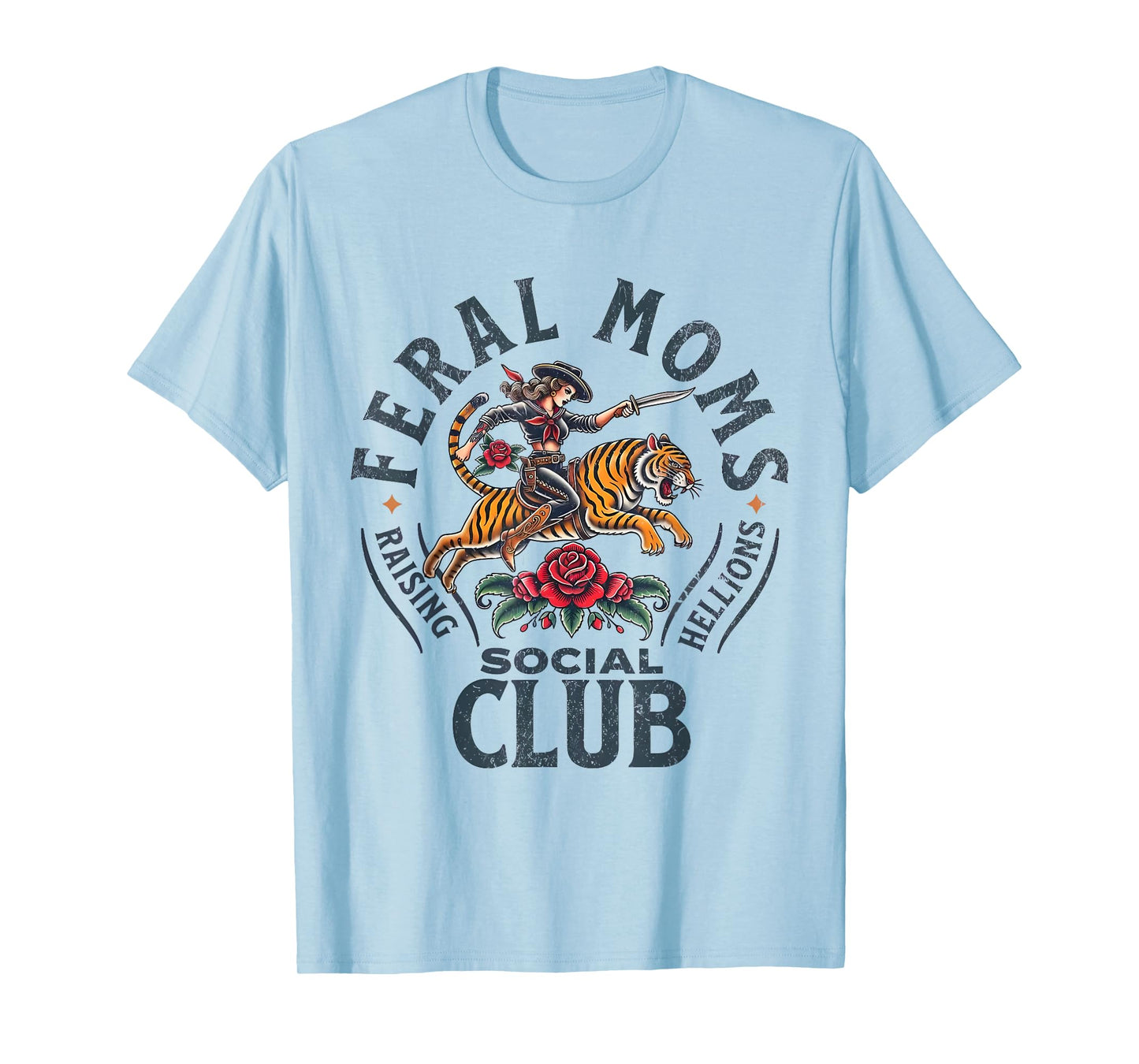 Retro Feral Moms Social Club Sarcastic Saying Mothers T-Shirt