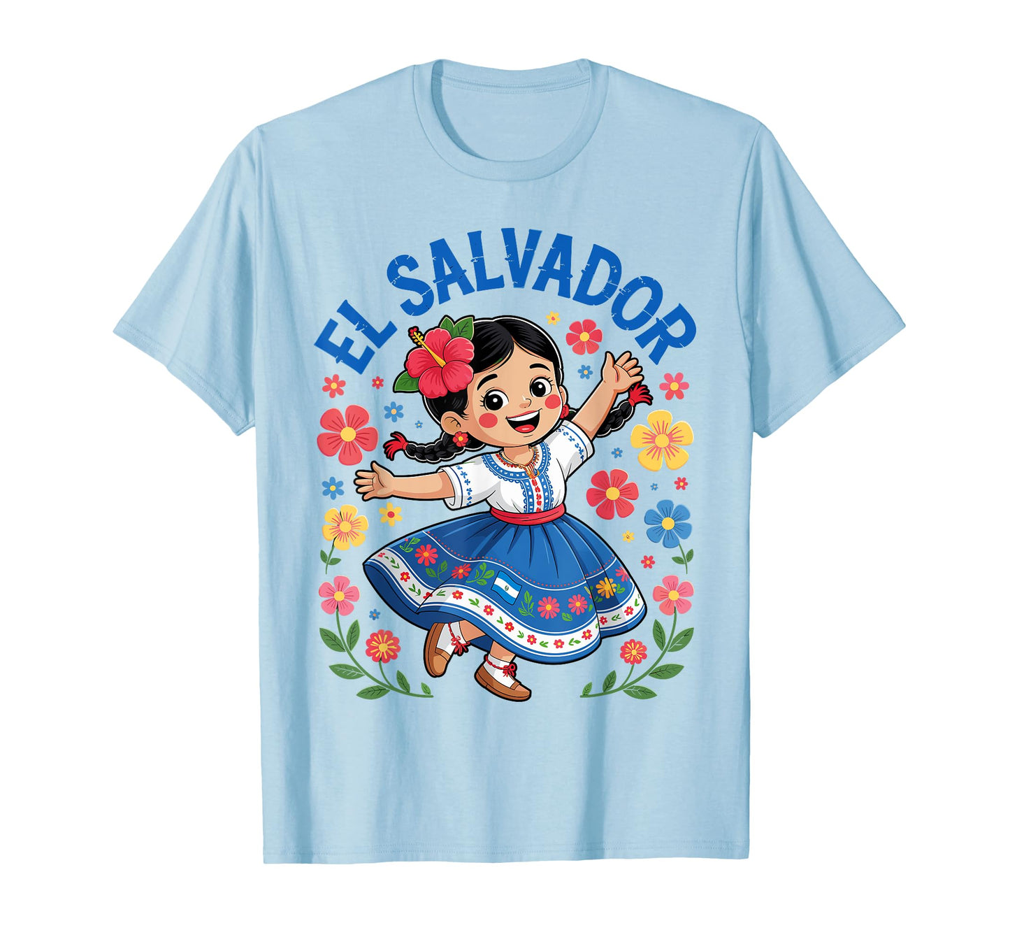 El Salvador Folk Art Girl Traditional Dress Design for Girls T-Shirt