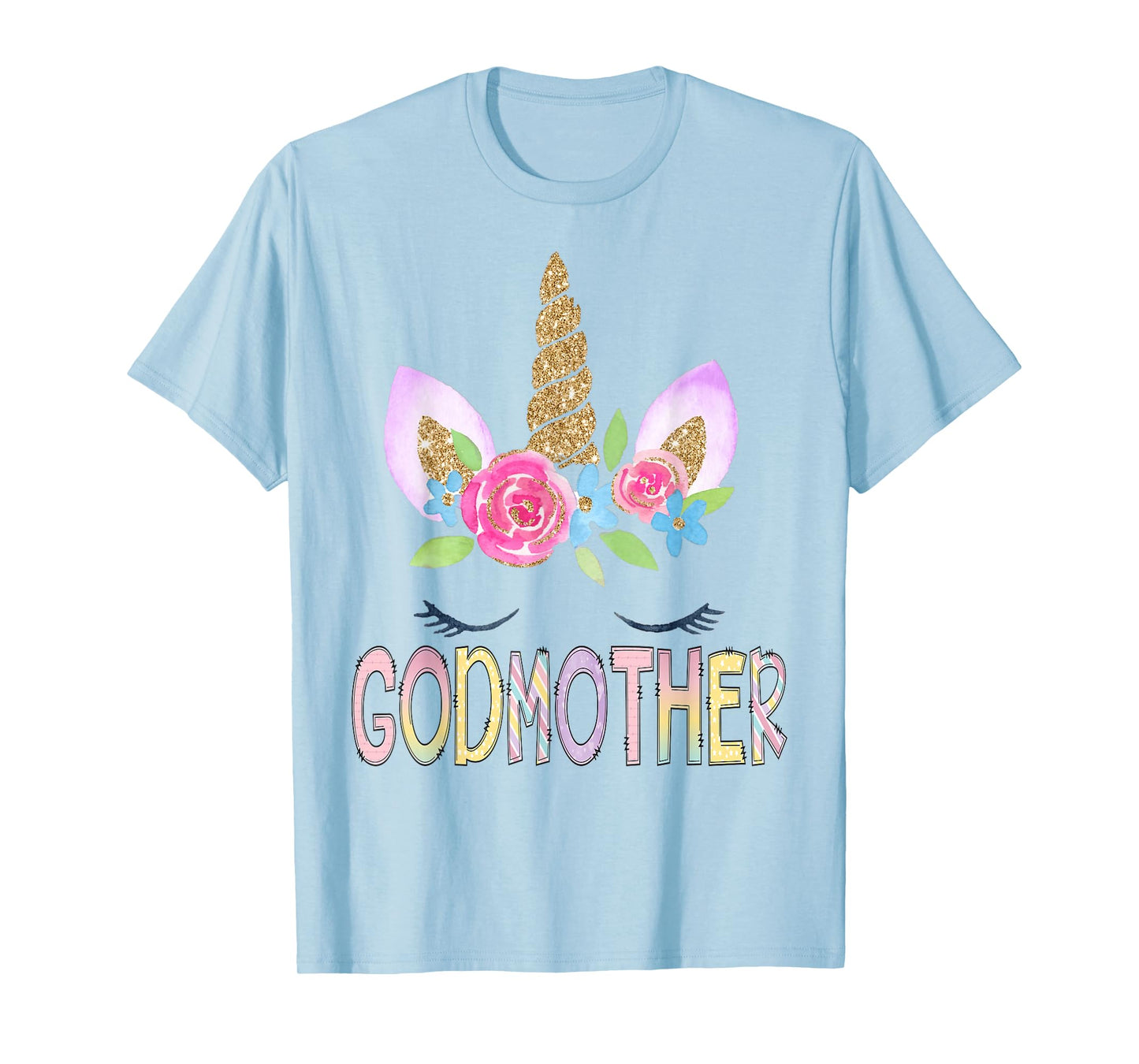 Godmother Unicorn Floral Birthday Girl Family Matching T-Shirt