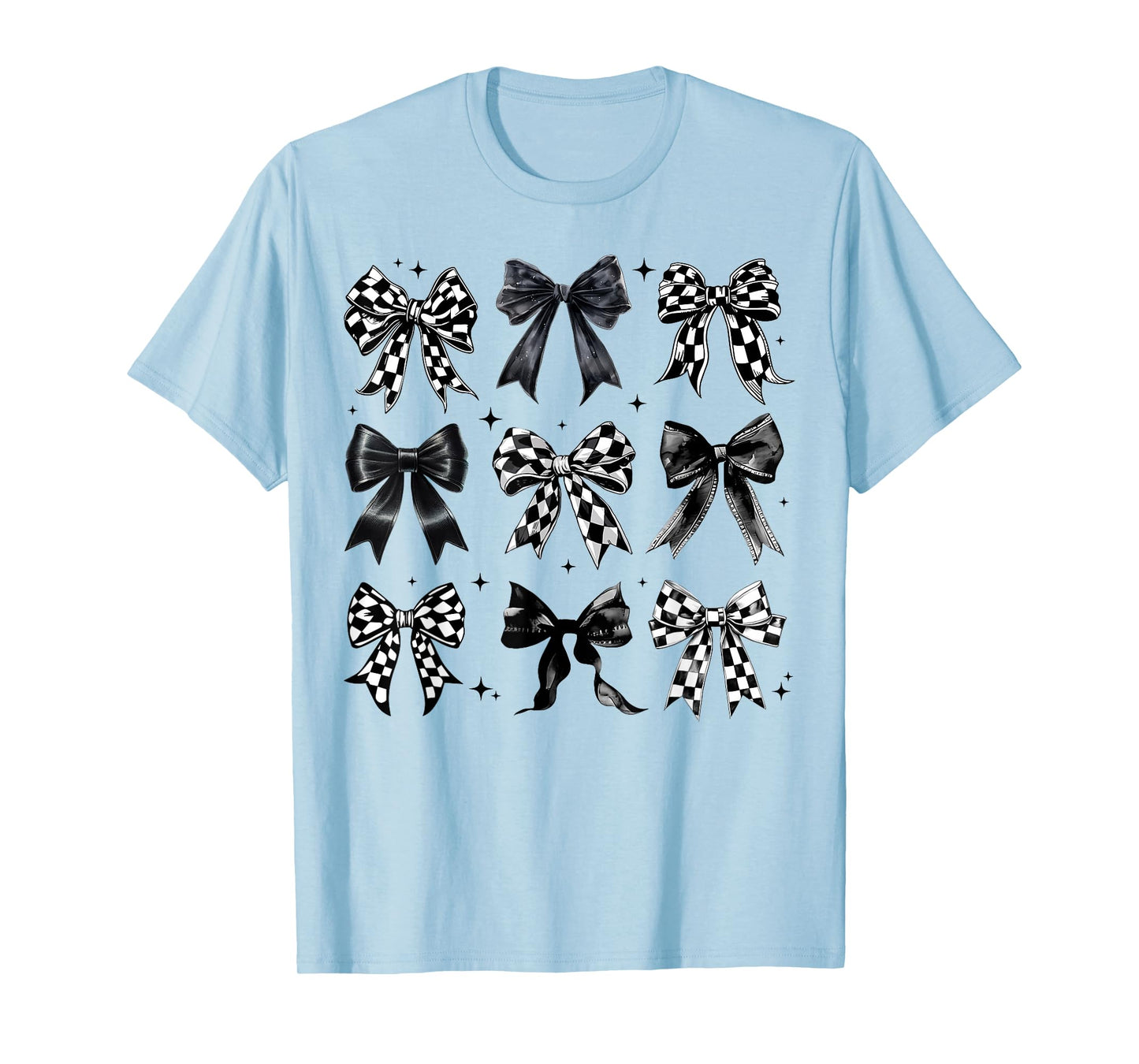 Coquette Bow Checkered Racing Women Girls Racer Family T-Shirt