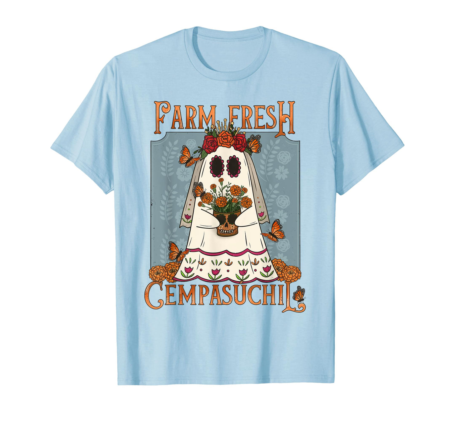 Farm Fresh Cempasuchil Ghost Orange Plants Love Halloween T-Shirt