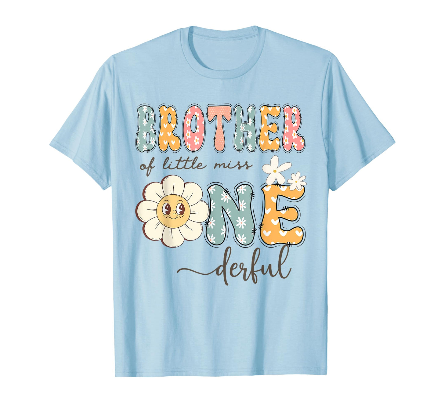 Brother Of Little Miss Onederful 1St Birthday Daisy Lover T-Shirt