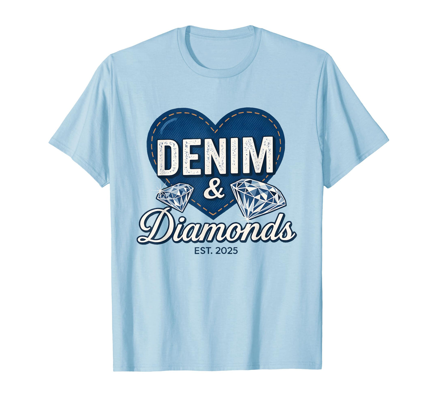 Denim and Diamonds Tee Blue Denim Jeans Outfit for Ladies T-Shirt