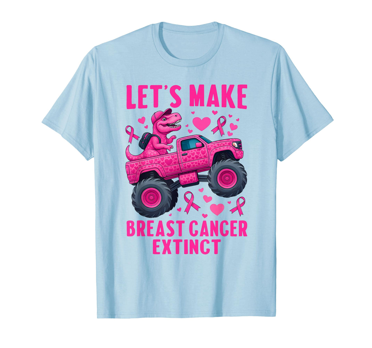 Lets Make Breast Cancer Extinct Pink Dinosaur Kids Boys Girl T-Shirt