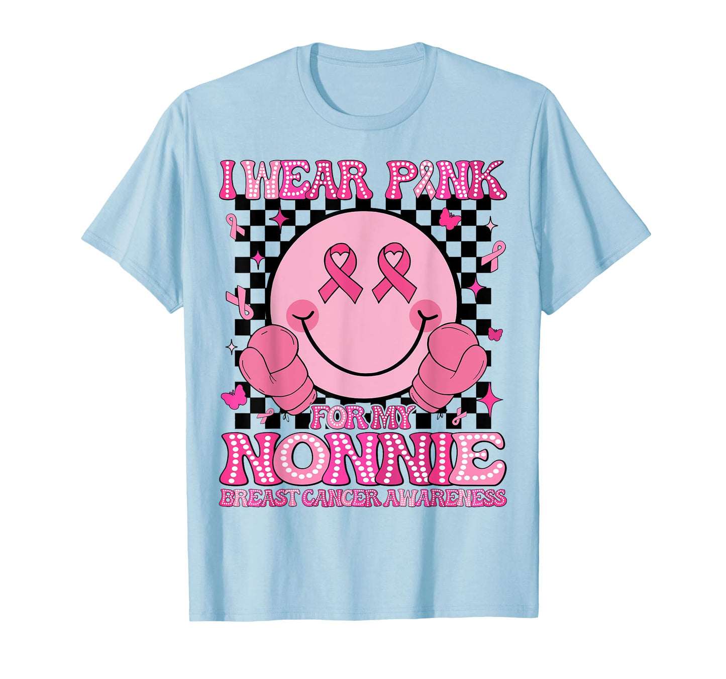 I Wear Pink For My Nonnie Breast Cancer Awareness Groovy T-Shirt