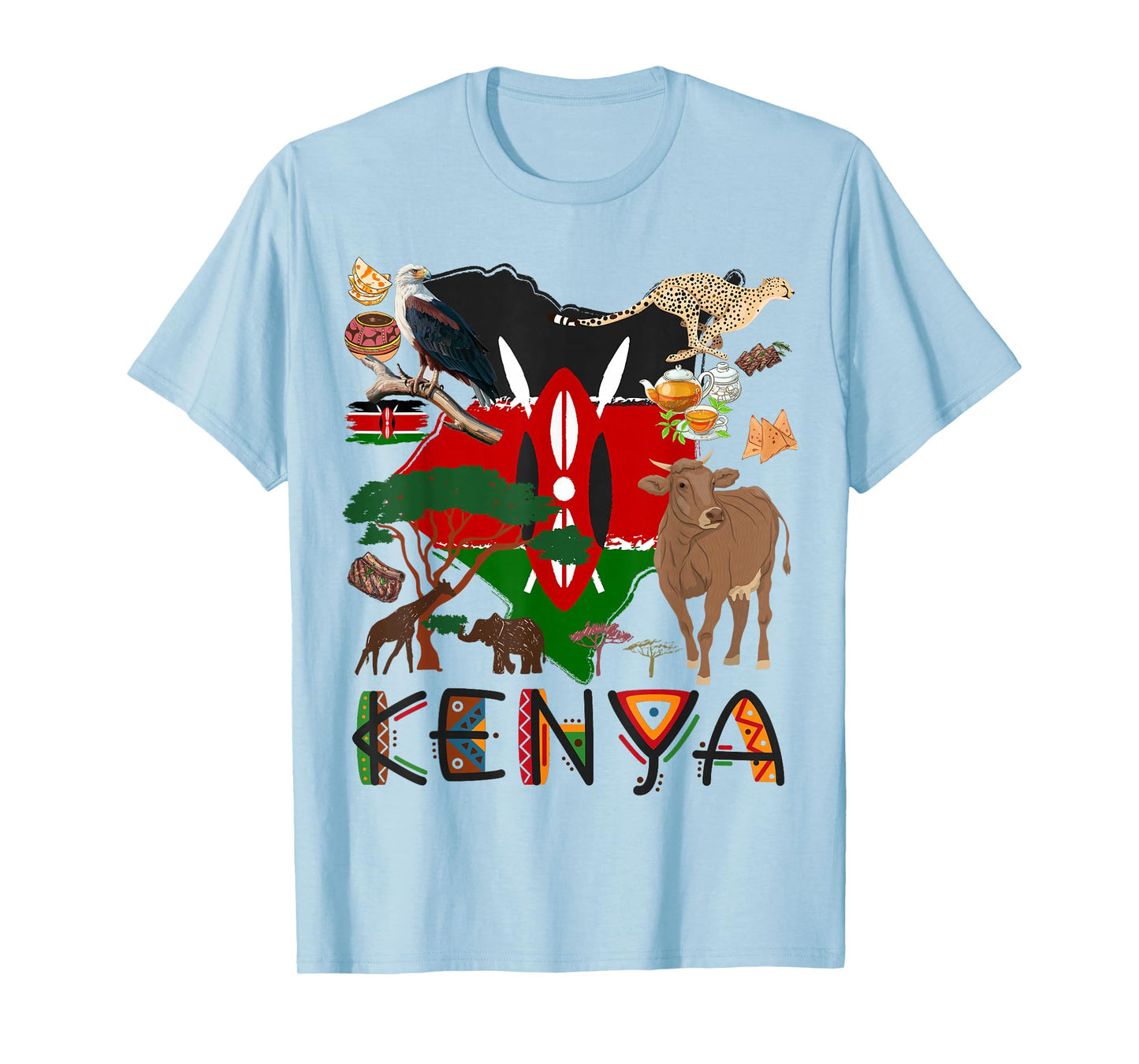 Kenya Flag Outfit Idea For Kids Kenya Food Kenyan Heritage T-Shirt