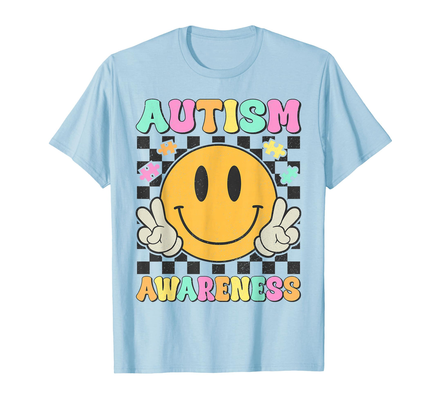 Autism Awareness Kids Men Women Smile Face Autistic Autism T-Shirt