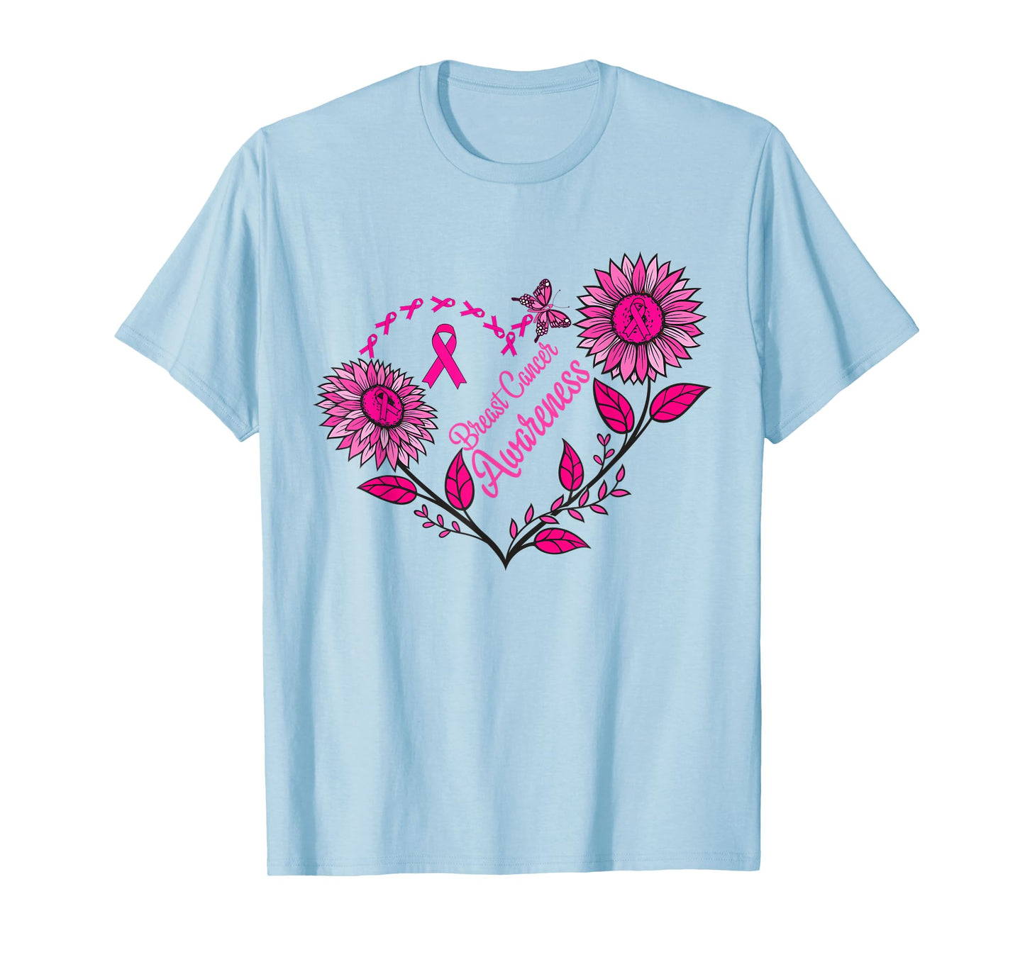 Sunflower Breast Cancer Shirts Pink RibbonMen Women T-Shirt