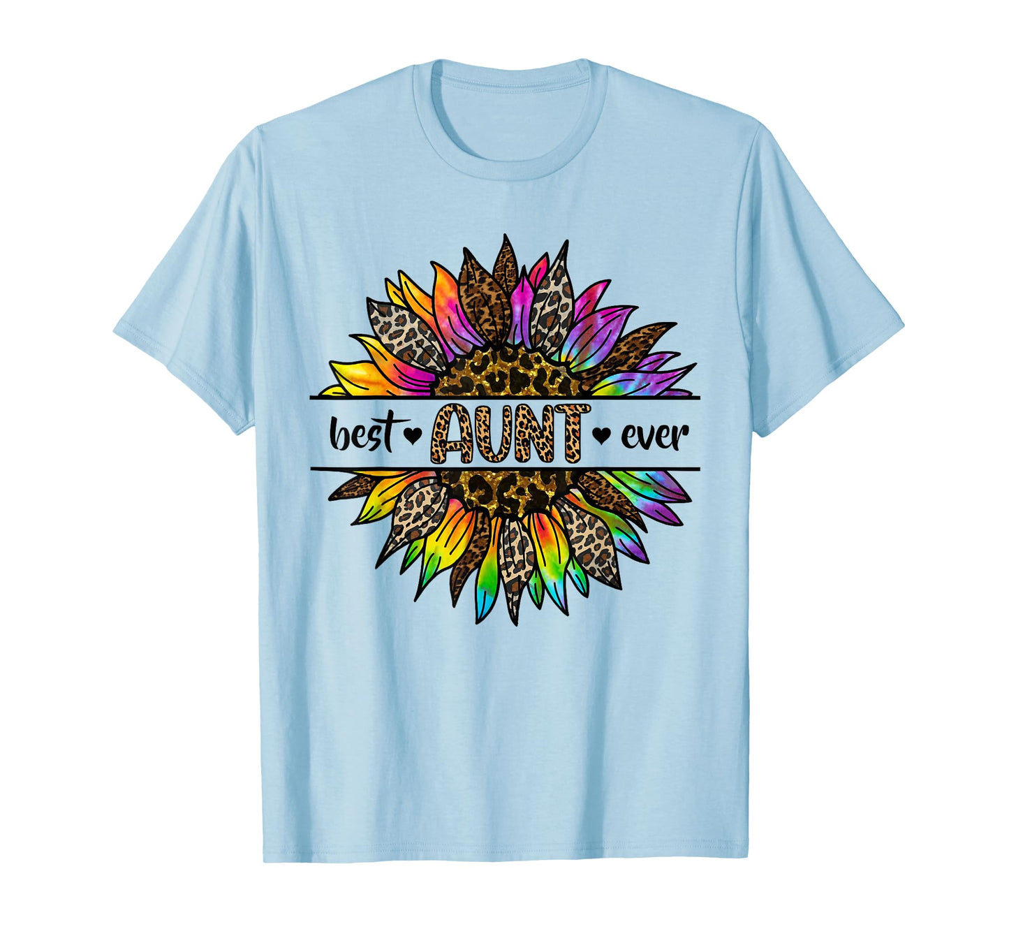 Best Aunt Ever Sunflower Leopard Tie Dye Auntie Mothers Day T-Shirt