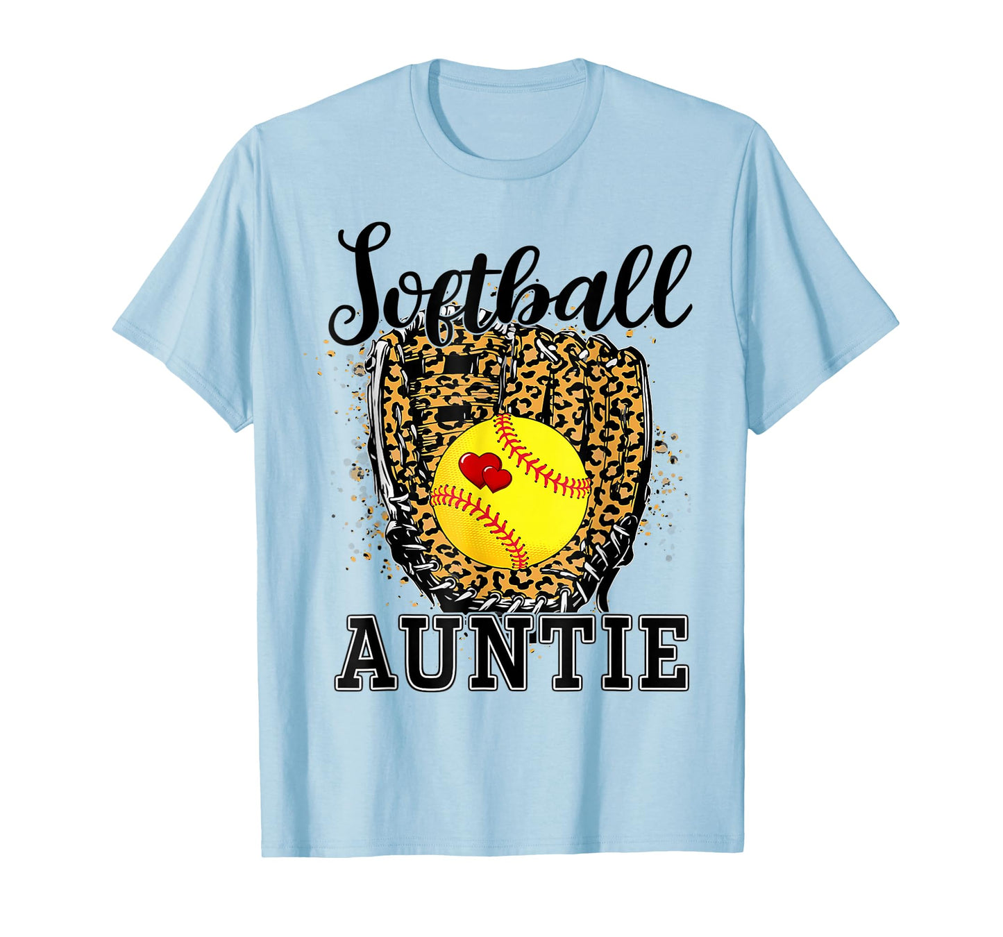 Softball Auntie Leopard Game Day Aunt Mother T-Shirt