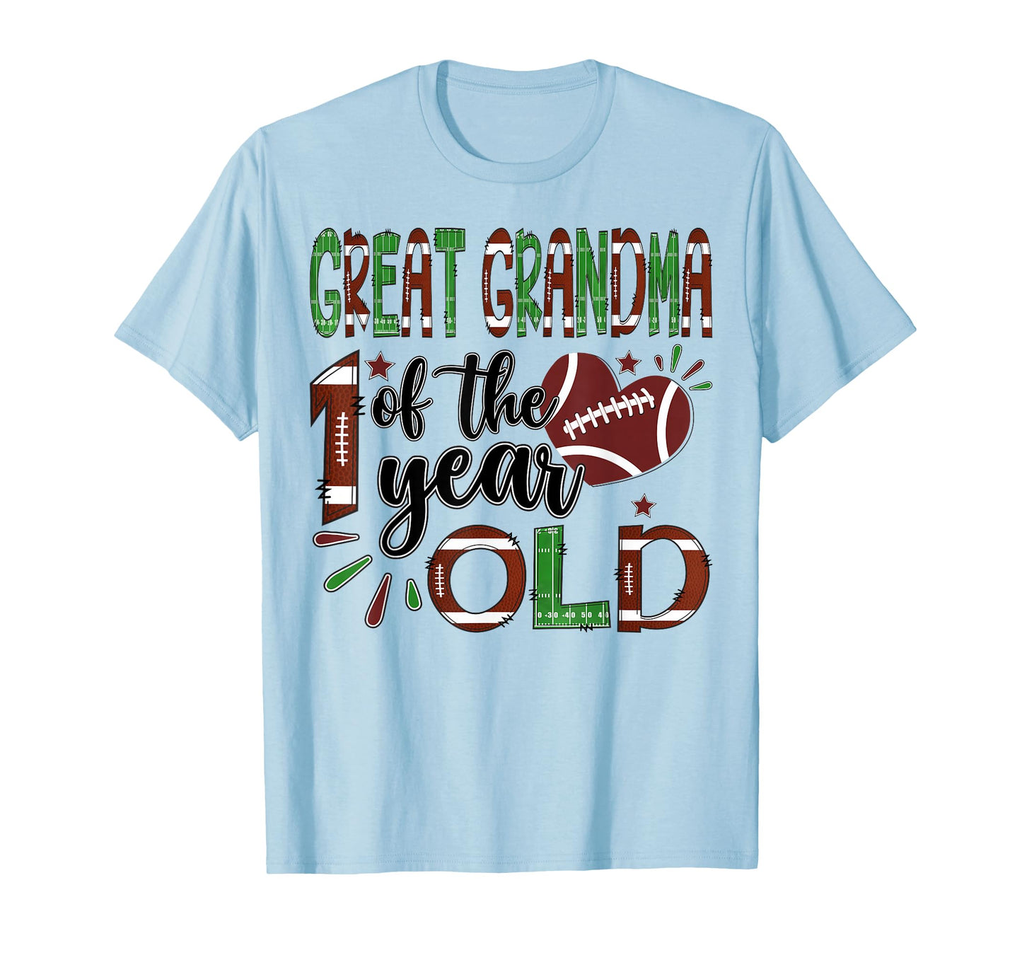 Great Grandma Of The 1 Year Old Football 1St Year Down Bday T-Shirt