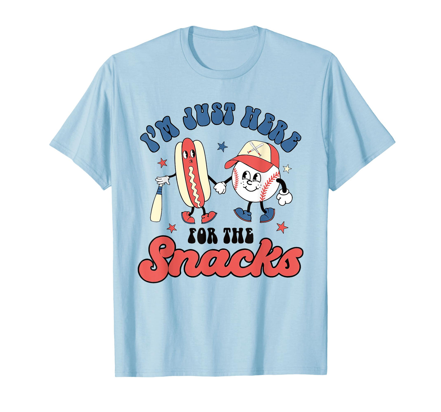 I'm Just Here For The Snacks Baseball 4th Of July Hot Dog T-Shirt for Men Women
