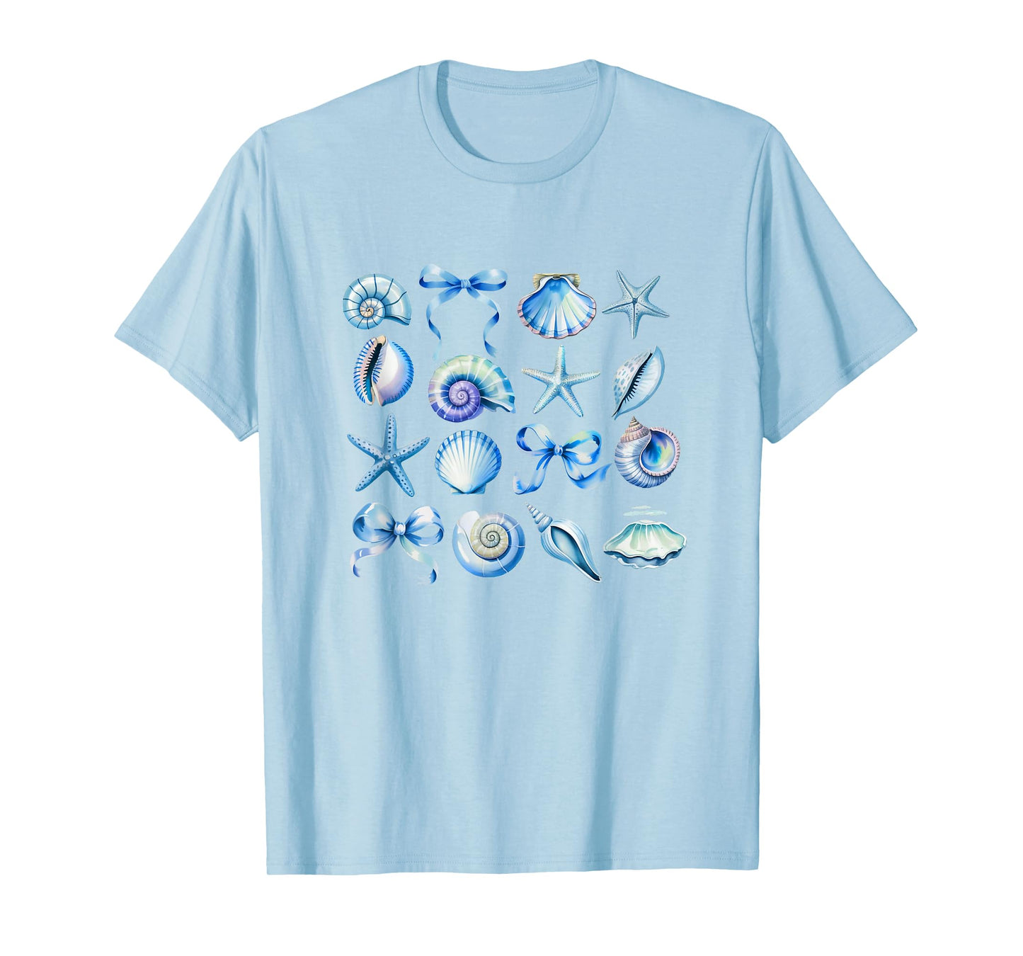 Coquette Blue Bow Ocean Beach Retro Summer Women Girls Kids T-Shirt