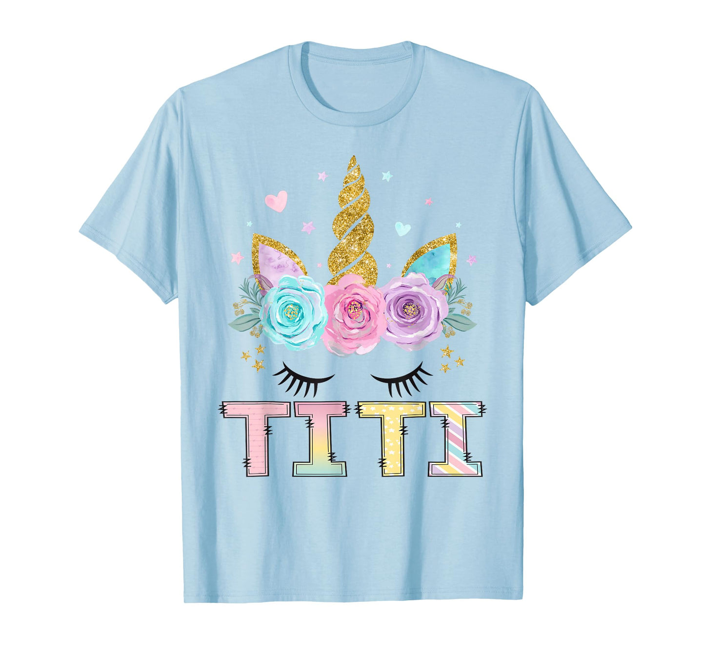 Titi Unicorn Floral Birthday Girl Matching Family T-Shirt