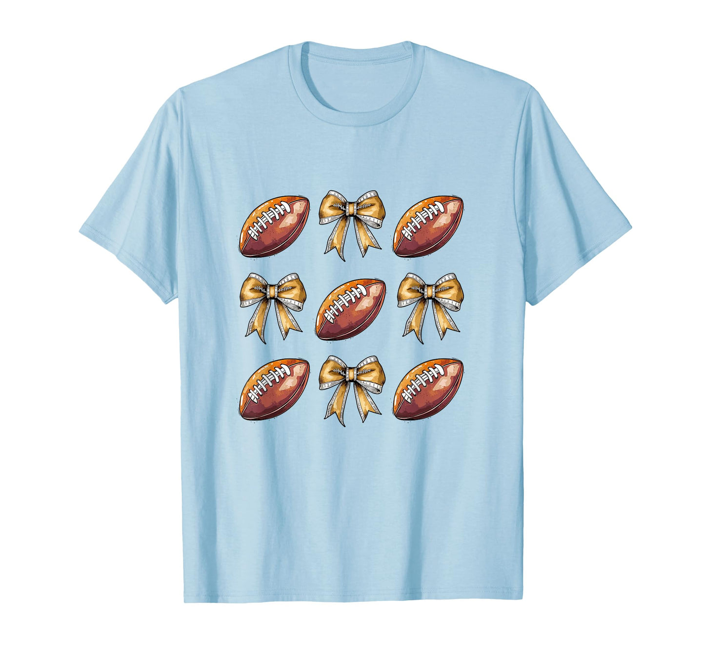 Funny Game Day Football Retro Coquette Bow Football Mama T-Shirt