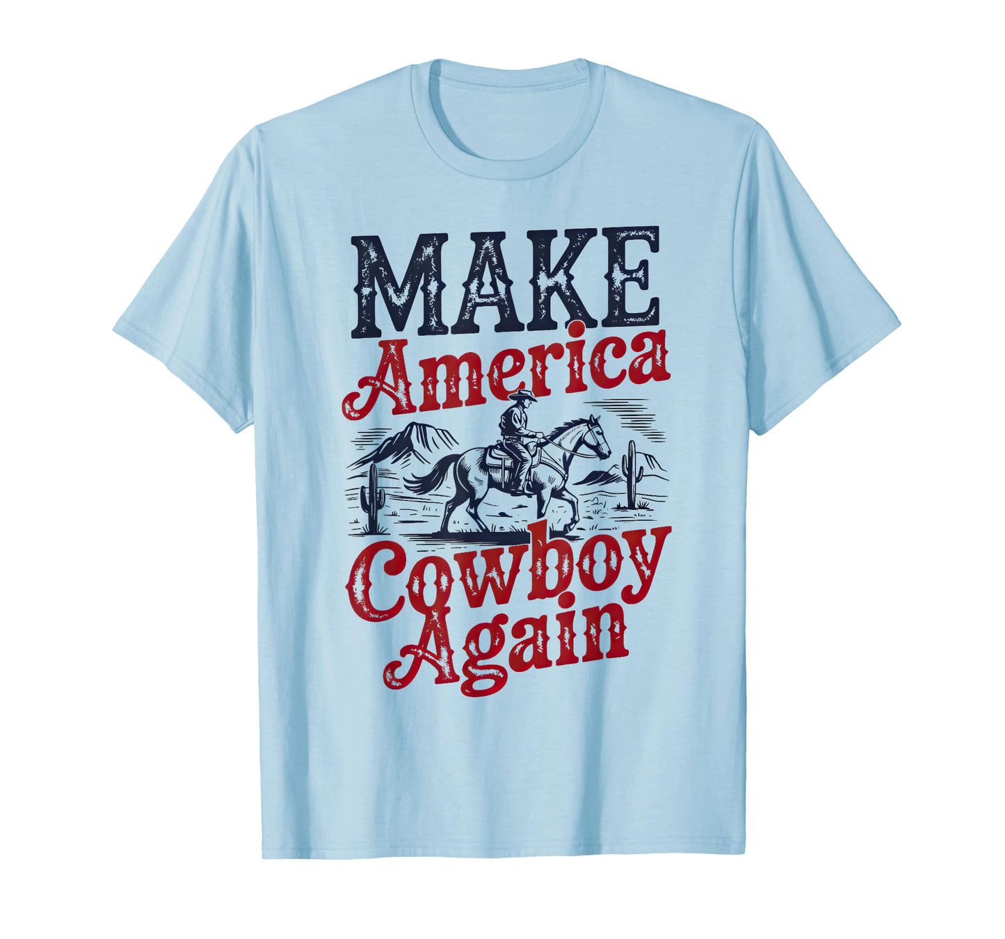 Make America Western Cowboy Again Retro 4th Of July Boy Men T-Shirt