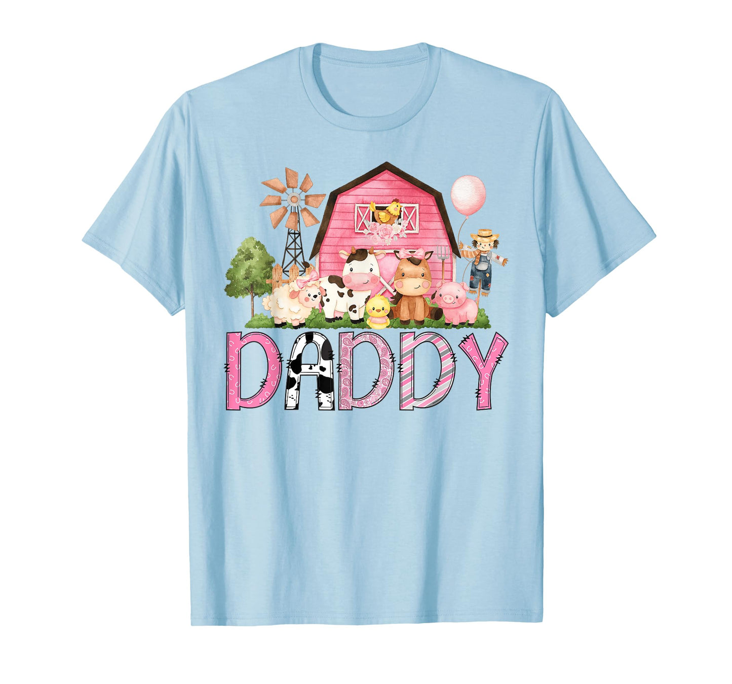 Daddy Pink Farm Cow Lover Birthday Girl Matching T-Shirt
