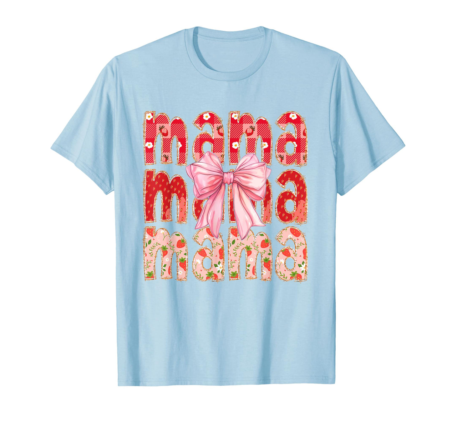 Mama Strawberry Coquette Bow Mother Day T-Shirt