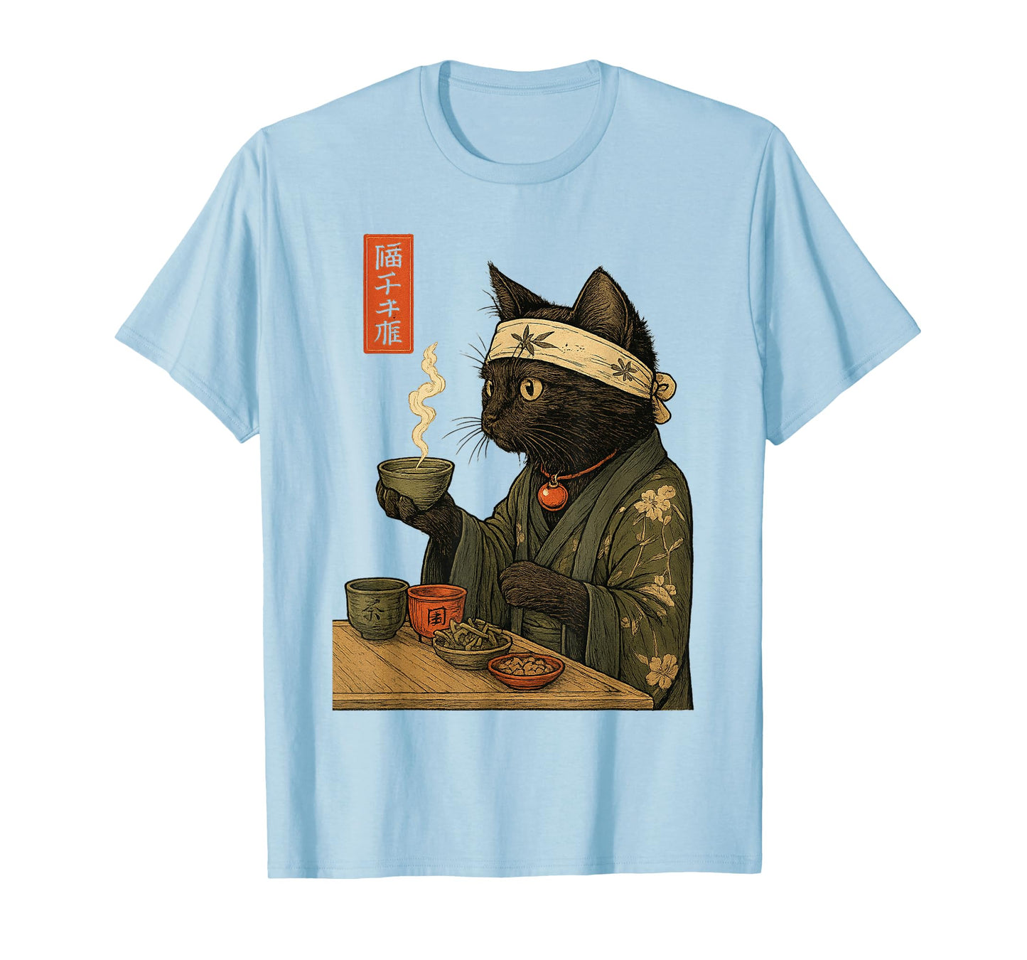 Cat Drinking Tea Japanese Tea Ceremony Art Print T-Shirt