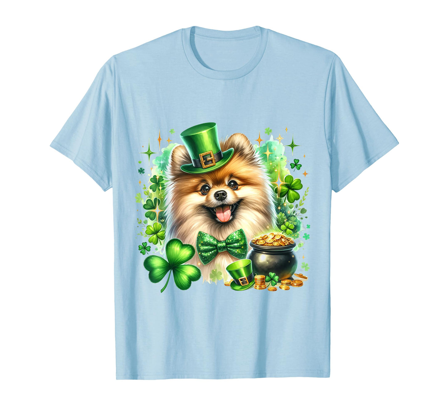 Pomeranian Dog Lover Shamrock St Patricks Day Lucky Clovers T-Shirt