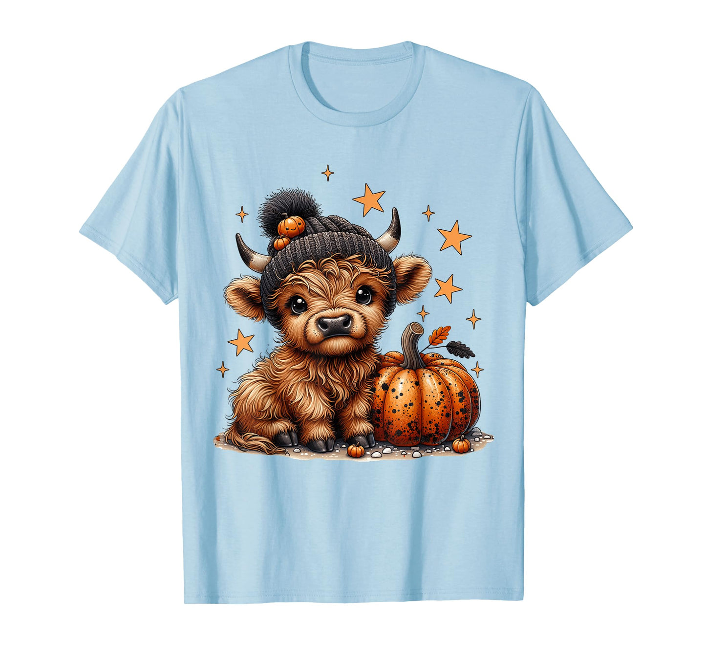 Moo Highland Cow Halloween Pumpkin Season Women Girls Kids T-Shirt