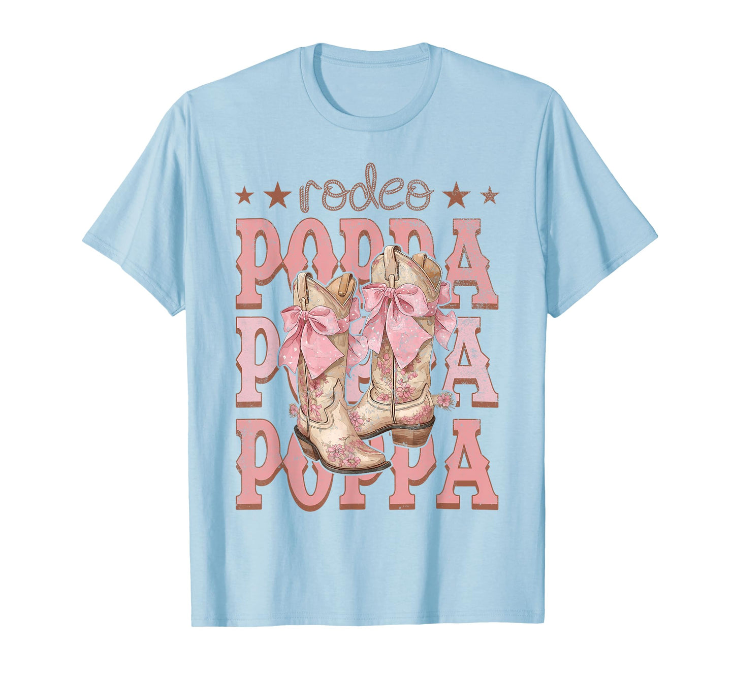 Rodeo Poppa Pink Boots Coquette Cow-Girl Birthday Party T-Shirt