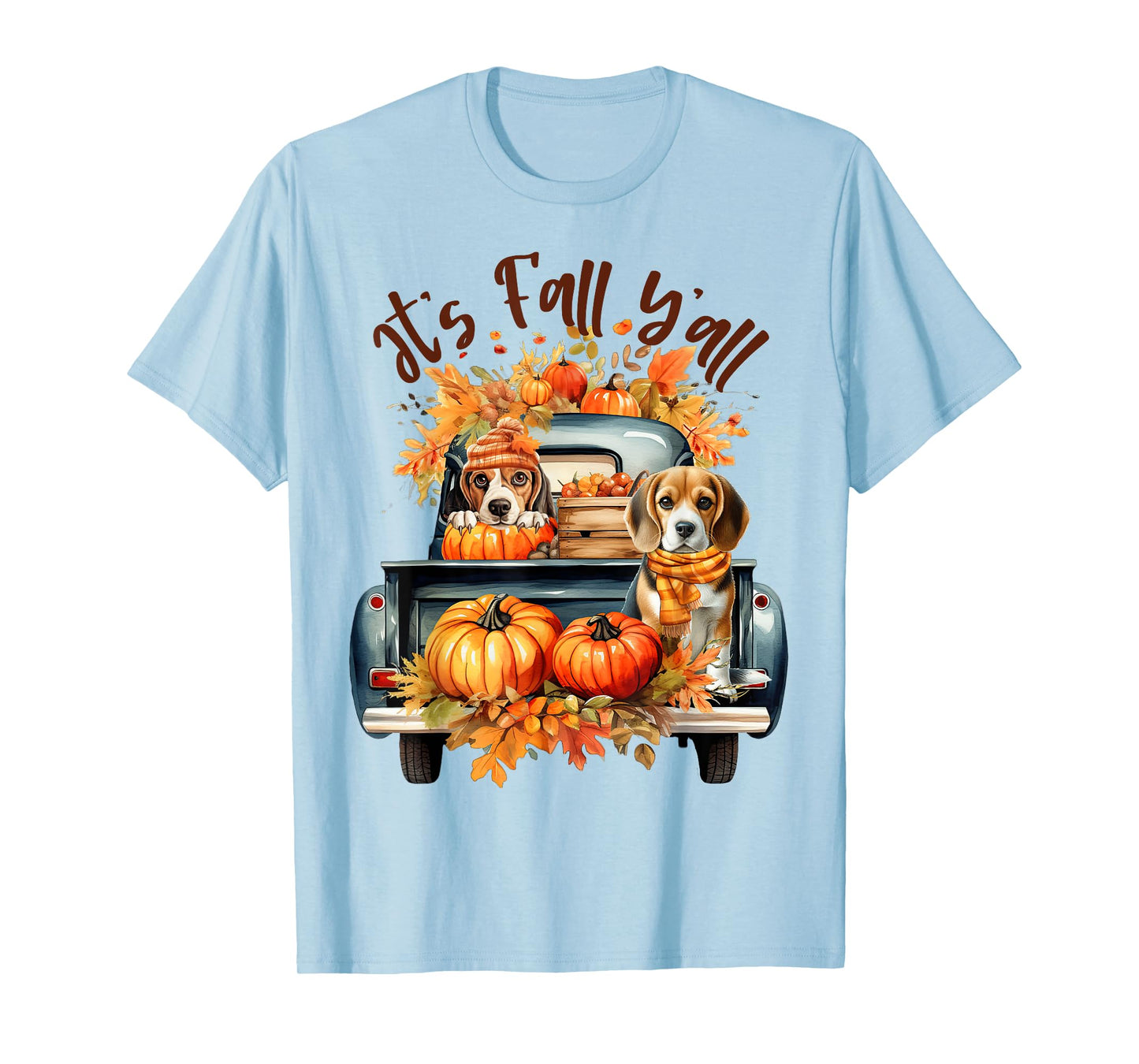 It’s Fall Y’all Beagle Dogs Pumpkins Truck Autumn Season T-Shirt