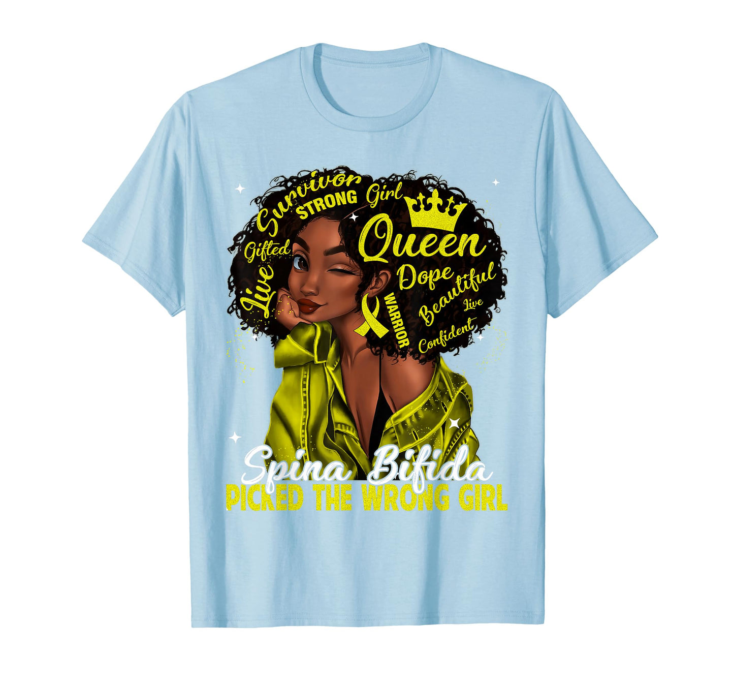 Spina Bifida Picked The Wrong Girl Black Queen Women Girls T-Shirt