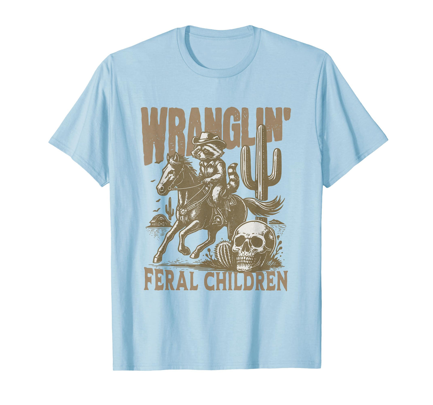 Retro Cowboy Wranglin' Feral Children Racoon 90s Western T-Shirt