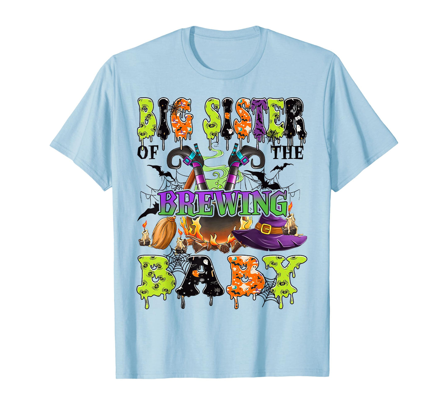 Big Sister Of The Brewing Baby Spooky Halloween Baby Shower T-Shirt