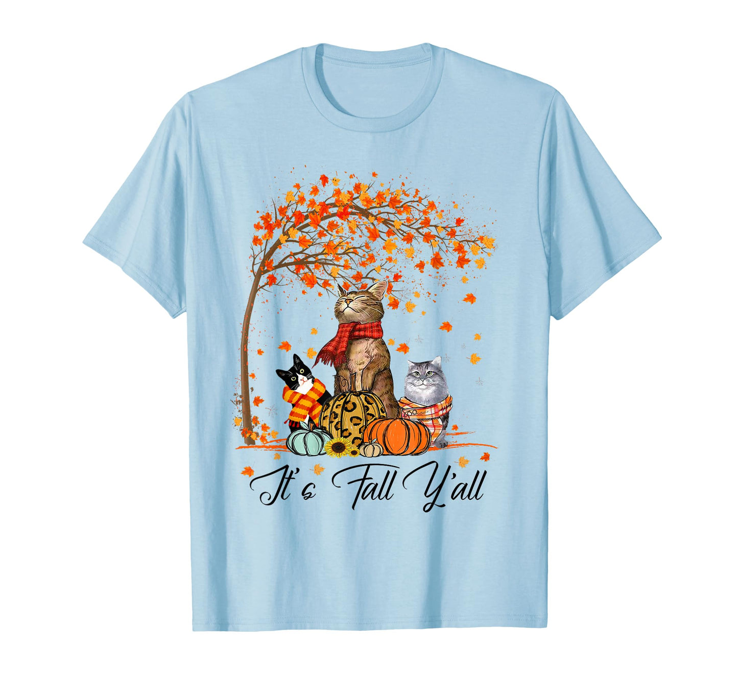Cat It’s Fall Y’all Pumpkins Autumn Halloween Cat Fall Gifts T-Shirt