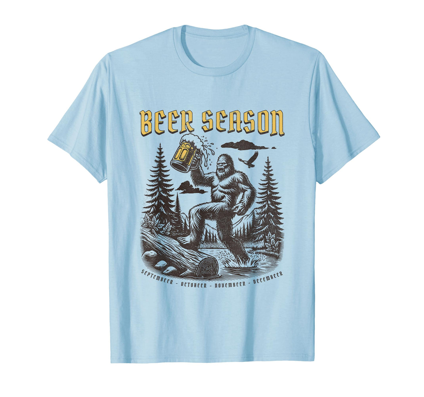 Funny Beer, Funny Big Foot Sasquatch Drinking, Beer Season T-Shirt