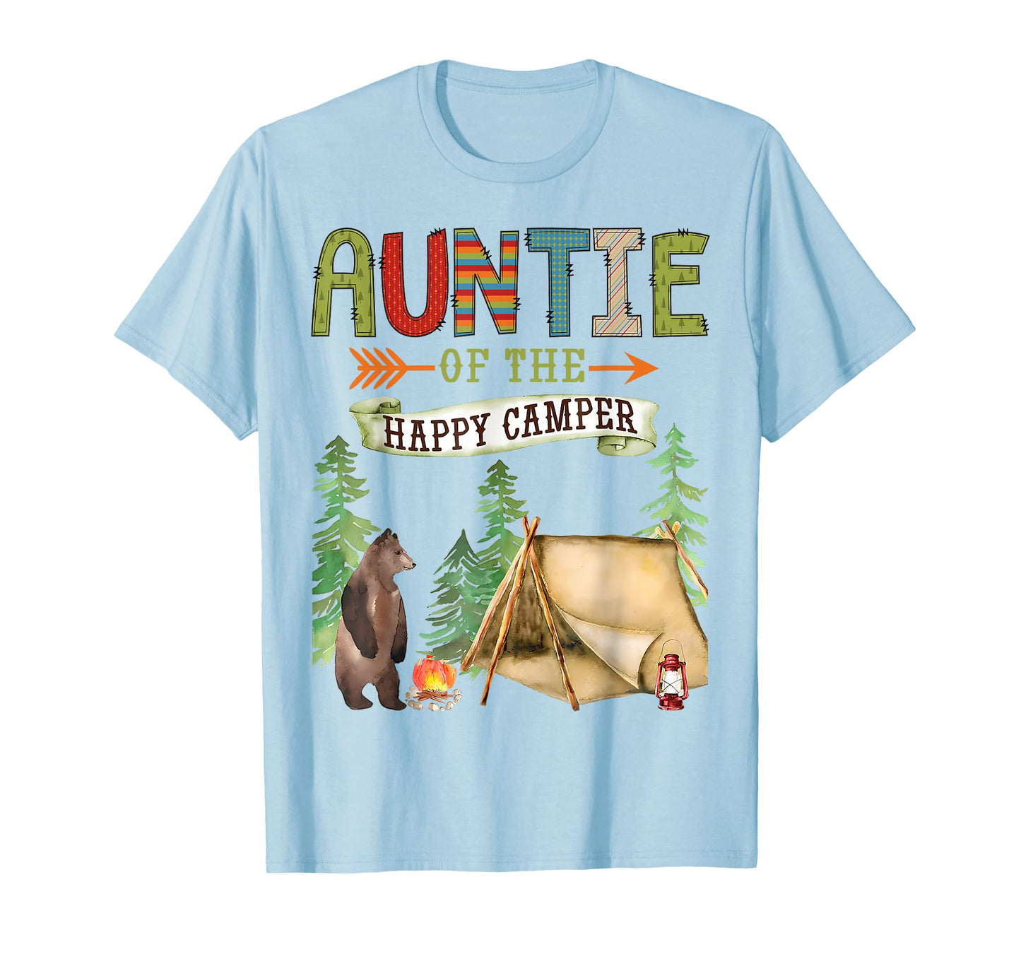 Auntie of The Happy Camper First Birthday Camping T-Shirt