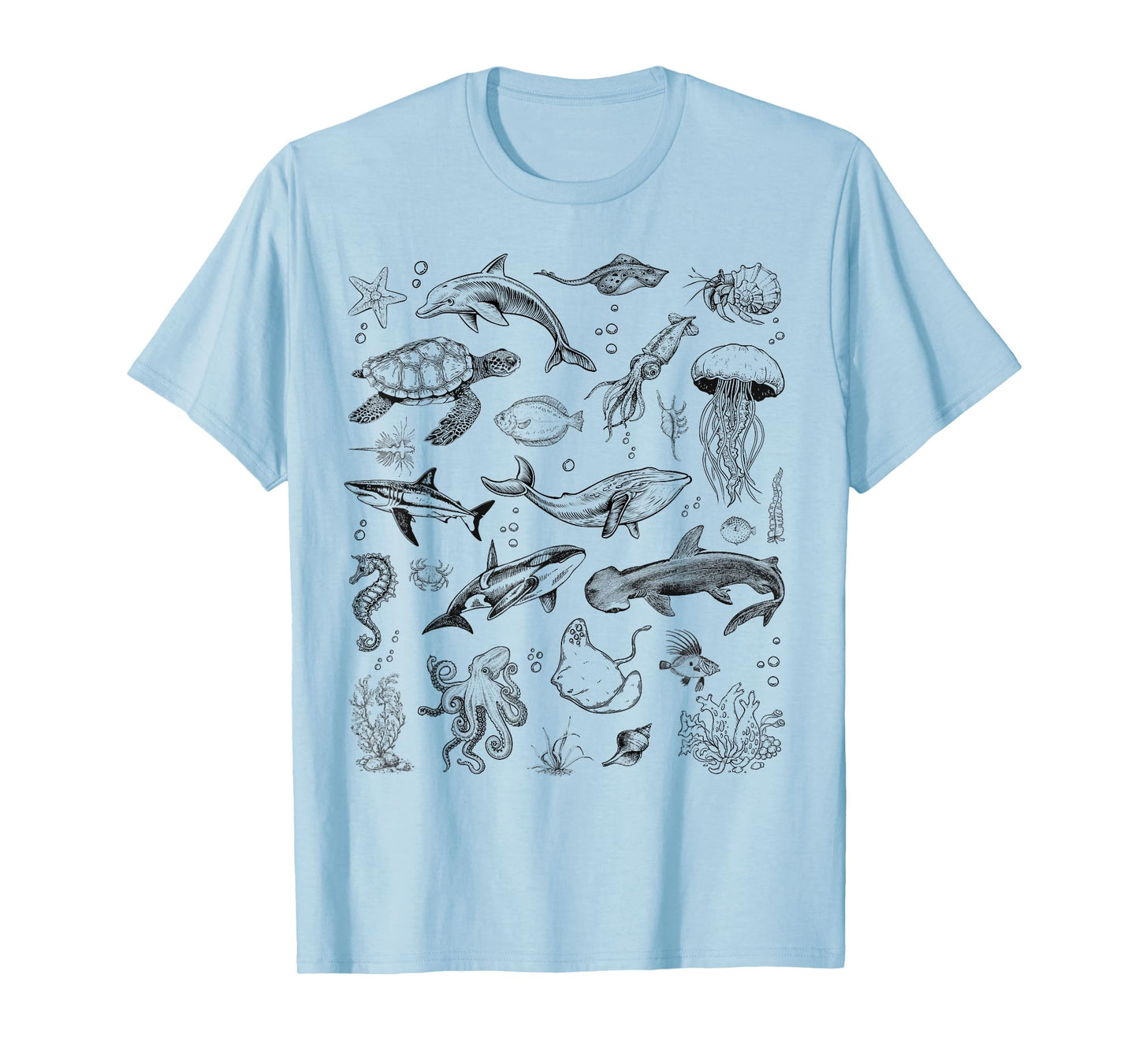 Ocean Wildlife Vintage Tattoo Sea Animals 80s 90s Marine Bio T-Shirt