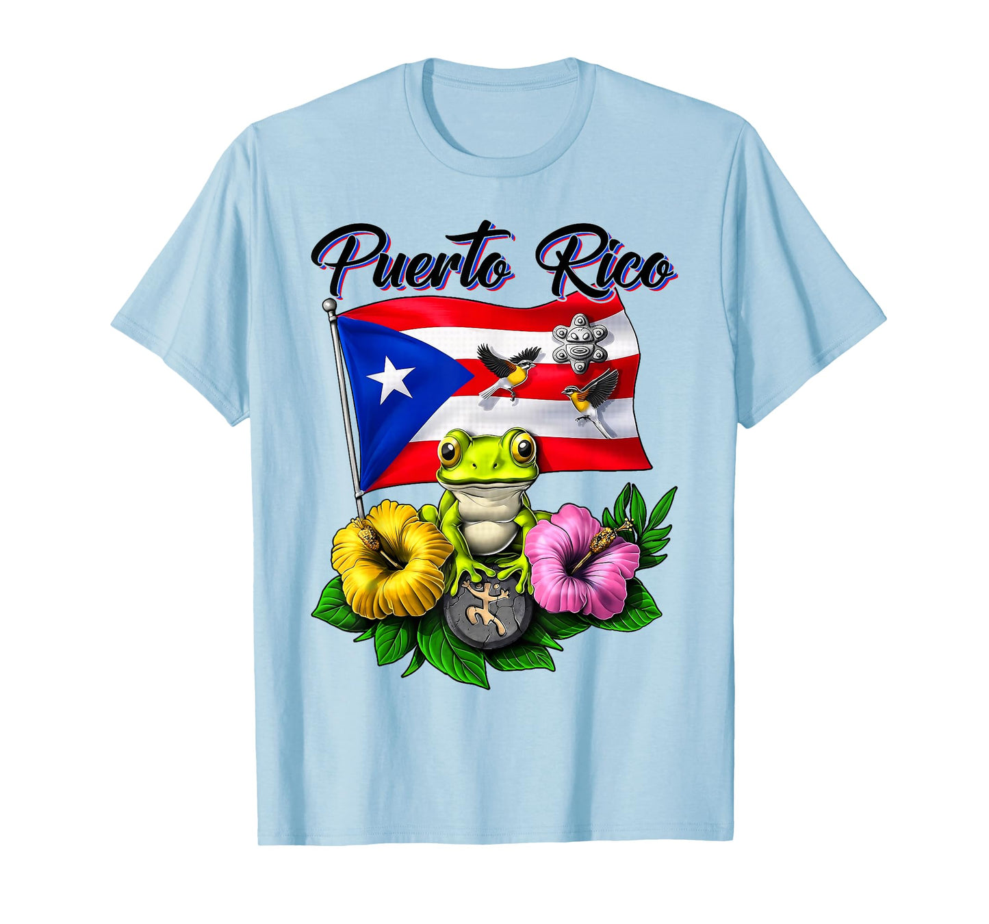 Funny Boricua Coqui Frog Taino Puerto Rico Puerto Rican Flag T-Shirt