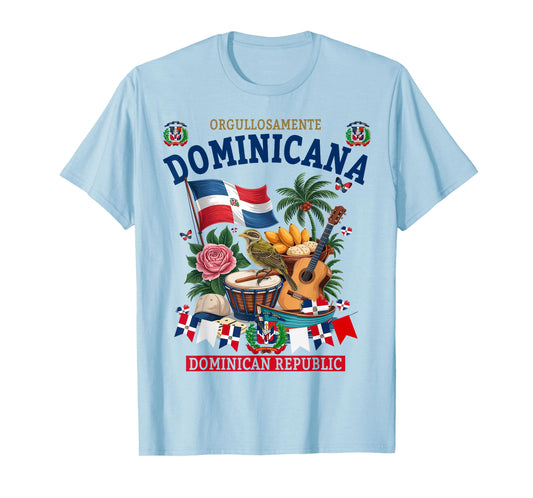 Republica Dominicana Women Idea & Hispanic Dominican Flag T-Shirt - T-Shirt | Light Blue