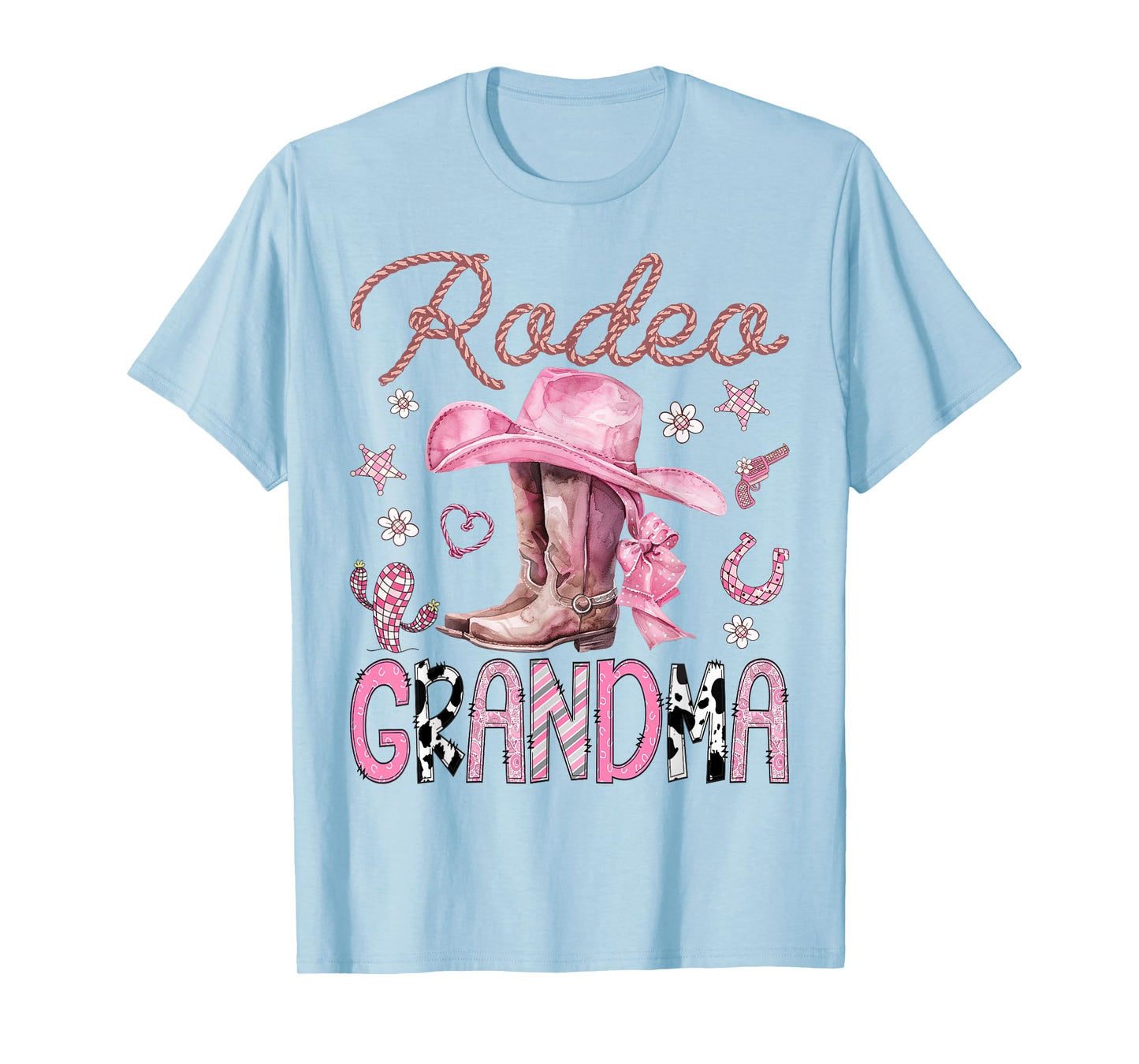 Rodeo Grandma Pink CowGirl Coquette Boots Birthday Girl T-Shirt