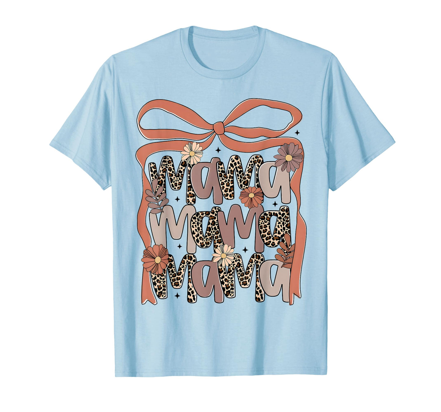 Leopard Mama Flower Coquette Boho Floral Mama Mothers Day T-Shirt