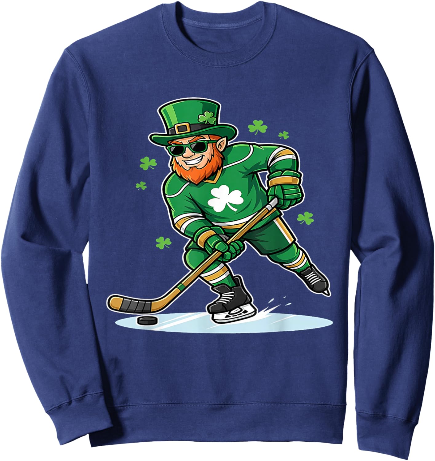 St Patricks Day Ice Hockey US Flag Saint Paddys Men Boys Kid T-Shirt Sweatshirt - Sweatshirt | Navy