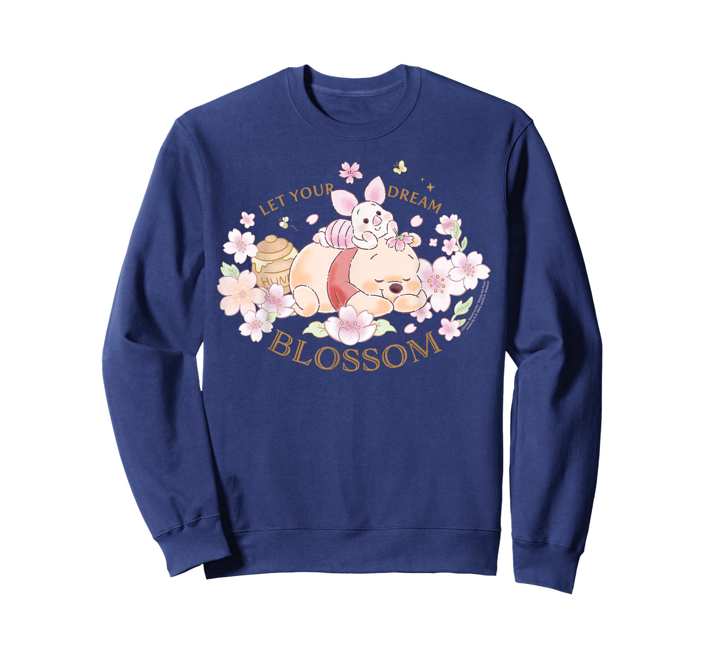 Disney Winnie The Pooh and Piglet Let Your Dream Blossom T-Shirt - Sweatshirt | Navy