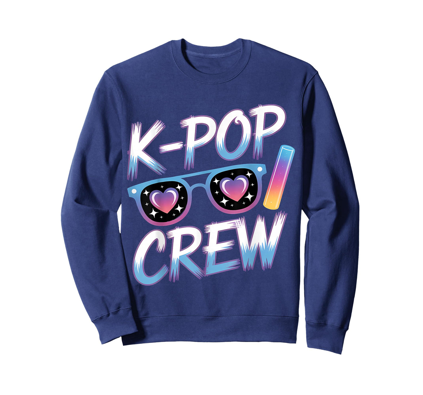 K-Pop Crew Sunglasses Heartbeat Style T-Shirt - Sweatshirt | Navy