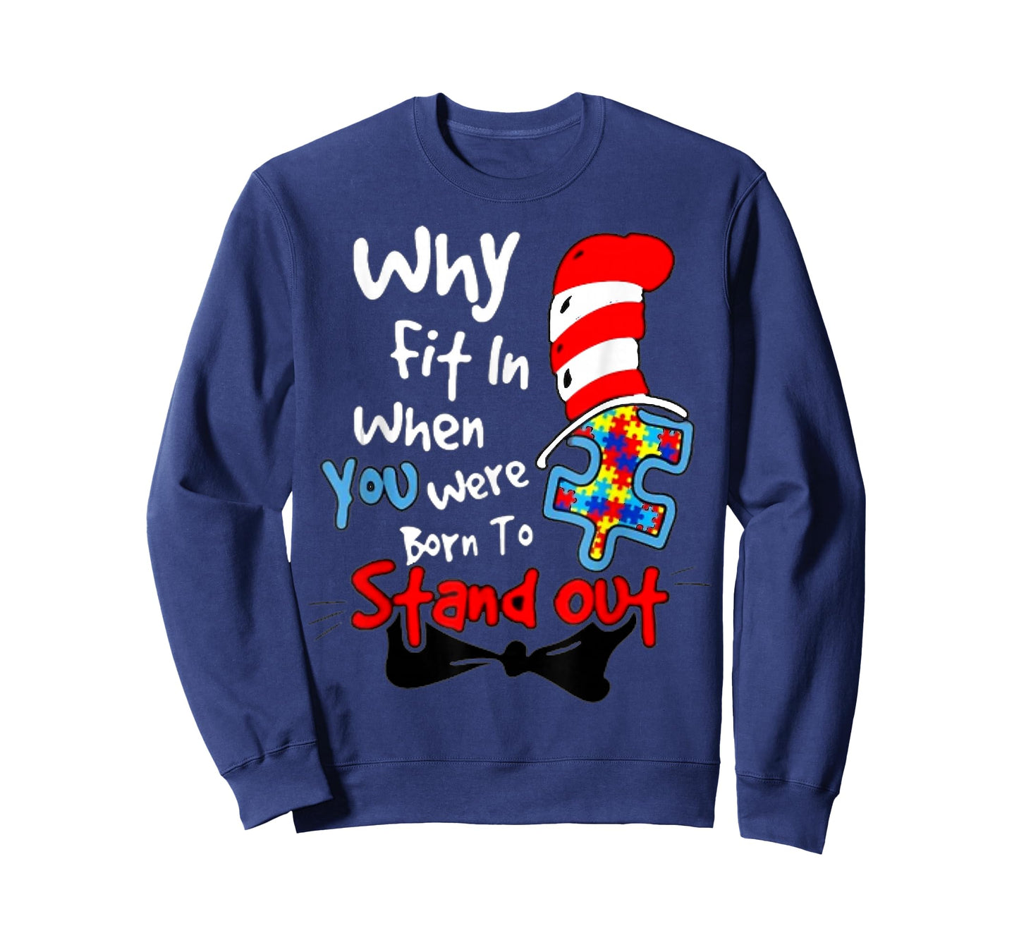 Autism Awareness Why Fit in Doctor Teacher Cat in Hat Cool T-Shirt